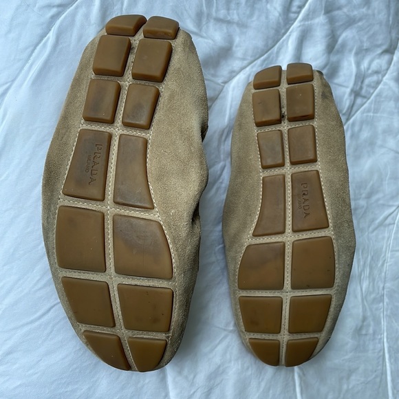 Prada suede moccasins - beige, gold accent. IT40 - Picture 3 of 9